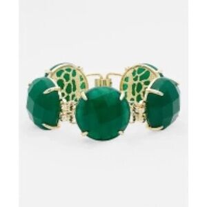 Kendra Scott Cassie statement bracelet with emerald green stones and gold